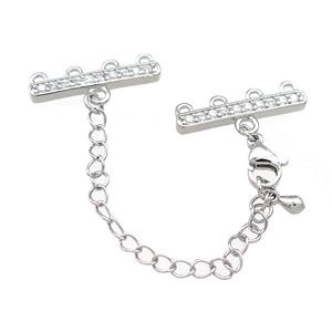 Copper CordEnd Pave Zircon Platinum Plated, approx 6-21mm, 6cm length