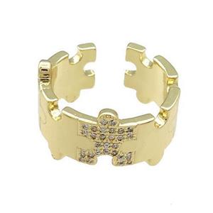 Copper Rings Pave Zircon Gold Plated, approx 10mm, 18mm dia