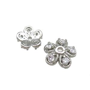 Copper Beadcaps Pave Zircon Platinum Plated, approx 8mm
