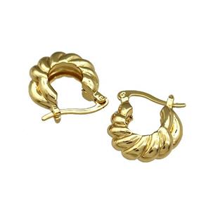 Copper Latchback Earrings Gold Plated, approx 17mm