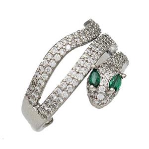Copper Snake Rings Micro Pave Zirconia Platinum Plated, approx 12mm, 18mm dia