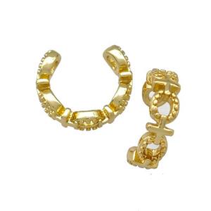Copper Clip Earrings Pave Zirconia Gold Plated, approx 12mm