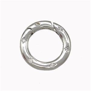 Copper Carabiner Clasp Micro Pave Zirconia Platinum Plated, approx 15mm