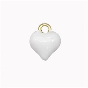 Copper Heart Pendant White Enamel Gold Plated, approx 9.5mm