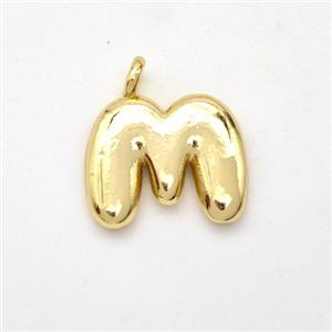 Copper Letter-M Pendant Gold Plated, approx 13-17mm