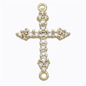 Copper Cross Connector Pave Zirconia Gold Plated, approx 17-21mm
