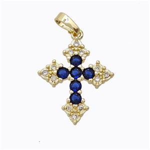 Copper Cross Pendant Micropave Zirconia Gold Plated, approx 18-22mm