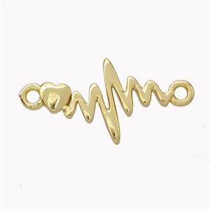 Cardiogram Charms Copper Connector Gold Plated, approx 10-17mm