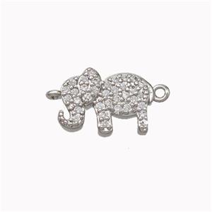 Copper Elephant Connector Micropave Zirconia Platinum Plated, approx 9-12mm