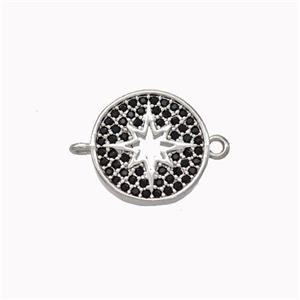 Copper Northstar Connector Micropave Zirconia Circle Platinum Plated, approx 12.5mm