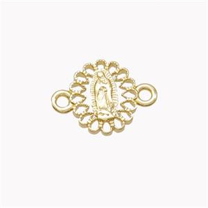 Virgin Mary Charms Copper Connector Gold Plated, approx 10mm