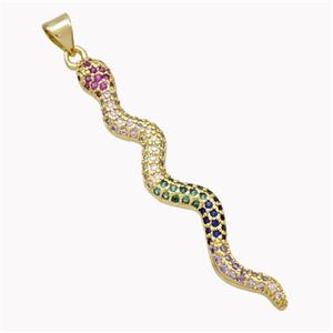 Copper Snake Pendant Pave Zirconia Gold Plated, approx 6-45mm