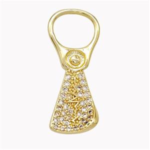Copper Keychain Pendant Pave Zirconia Gold Plated, approx 9-22mm