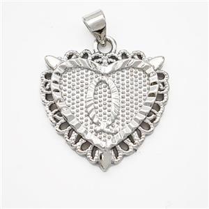 Copper Heart Pendant Letter-Q Platinum Plated, approx 22mm