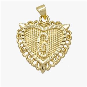 Copper Heart Pendant Letter-G Gold Plated, approx 22mm
