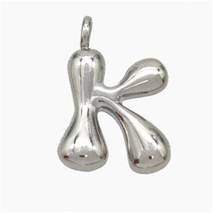 Copper Letter-K Pendant Platinum Plated, approx 13-18mm