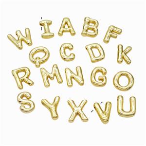 Copper Alphabet Pendant Mix Letters Gold Plated, approx 10-15mm