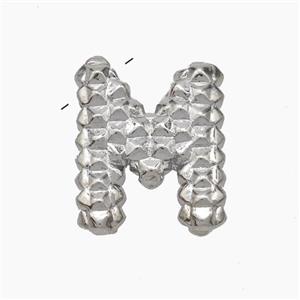 Copper Letter-M Pendant Platinum Plated, approx 13-22mm