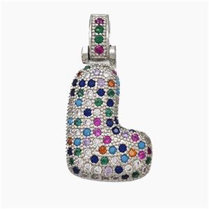 Copper Letter-L Pendant Micropave Zirconia Platinum Plated, approx 15-20mm, 5-8mm