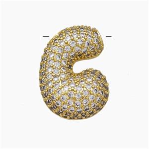 Copper Letter-C Pendant Pave Zirconia Gold Plated, approx 15-22mm