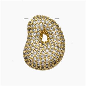 Copper Letter-D Pendant Pave Zirconia Gold Plated, approx 15-22mm