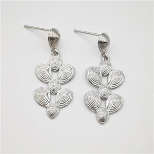 Copper Stud Earrings Rebirth Platinum Plated, approx 12-30mm