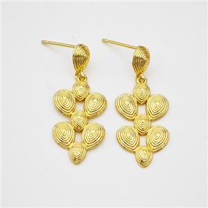 Copper Stud Earrings Rebirth Gold Plated, approx 12-30mm