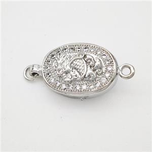 Copper Dragon Connector Pave Zirconia Chinese Zodiac Platinum Plated, approx 10-14mm