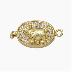 Copper Ox Connector Pave Zirconia Chinese Zodiac Gold Plated, approx 10-14mm