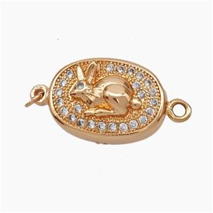 Copper Hare Connector Pave Zirconia Chinese Zodiac Rose Gold, approx 10-14mm