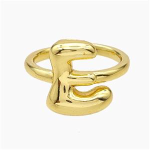 Copper Letter-E Rings Gold Plated, approx 10-15mm, 18mm dia