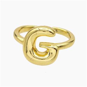 Copper Letter-G Rings Gold Plated, approx 10-15mm, 18mm dia