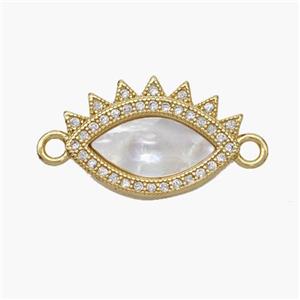 Copper Eye Connector Pave Shell Zirconia 18K Gold Plated, approx 12.5-18mm