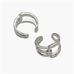 Copper Clip Earrings Platinum Plated, approx 8mm, 12mm dia