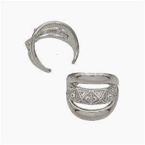 Copper Clip Earrings Pave Zirconia Platinum Plated, approx 12mm, 13mm dia