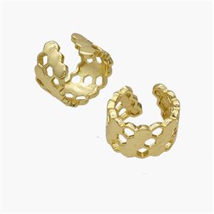 Copper Clip Earrings Gold Plated, approx 8mm, 13mm dia