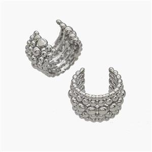 Copper Clip Earrings Platinum Plated, approx 9mm, 15mm dia