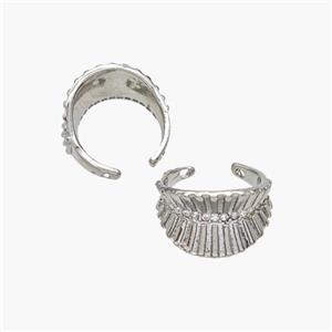 Copper Clip Earrings Pave Zirconia Platinum Plated, approx 9.5mm, 14mm dia