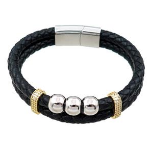 PU leather bracelet with magnetic clasp, approx 12mm, 70mm dia