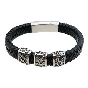 PU leather bracelet with magnetic clasp, approx 12mm, 70mm dia