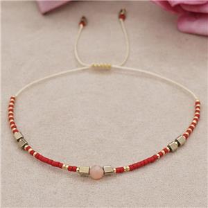 handmade miyuki glass Bracelet with sunstone, adjustable, approx 4mm, 16-24cm length