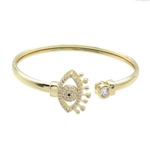 Copper Bangle Pave Zircon Eye Gold Plated, approx 7mm, 15-20mm, 50-60mm dia