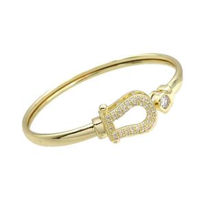 Copper Bangle Pave Zircon Gold Plated, approx 7mm, 14-18mm, 50-60mm dia