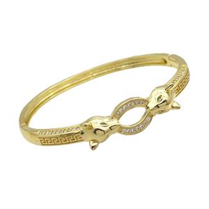 Copper Bangle Pave Zircon Fox Gold Plated, approx 9mm, 53-57mm