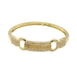 Copper Bangle Pave Zircon Gold Plated, approx 12mm, 50-55mm