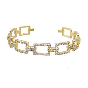 Copper Bangle Pave Zircon Gold Plated, approx 10-14mm, 50-60mm