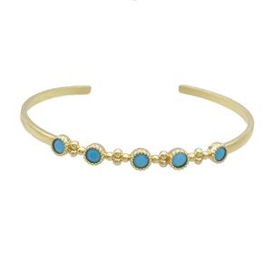 Copper Bangle Pave Turq Zircon Gold Plated, approx 5.5mm, 50-60mm