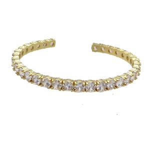 Copper Bangle Pave Clear Zircon Gold Plated, approx 5.5mm, 55-60mm