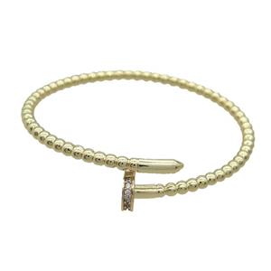Copper Bangle Pave Zircon Gold Plated, approx 10mm, 4mm, 55-60mm