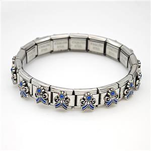 Stainless Steel Module Bracelet Flower, approx 9mm, 17cm length